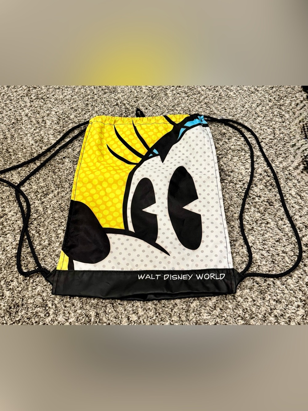 Disney Yellow Black White Mini Mouse Reverse Mickey Mouse Drawstring Bag